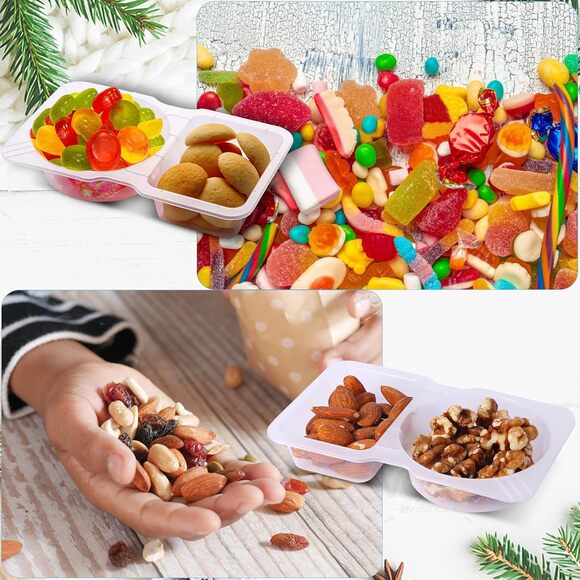 20 Pack Disposable Snack Containers with Lids, Double Compartment Sauce Cups - Picture 6 of 9